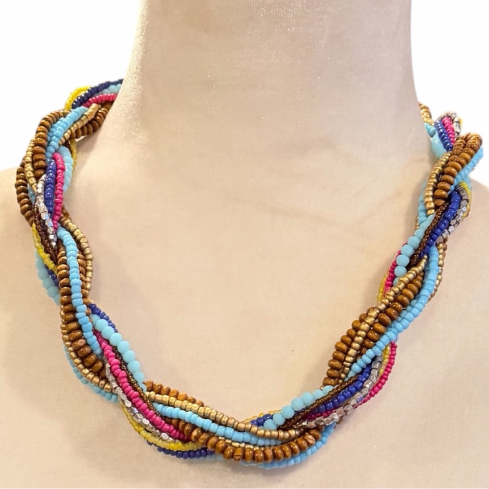 Charming Charlie 21" Multi Strand Twisted Seed Bead Boho Statement Necklace